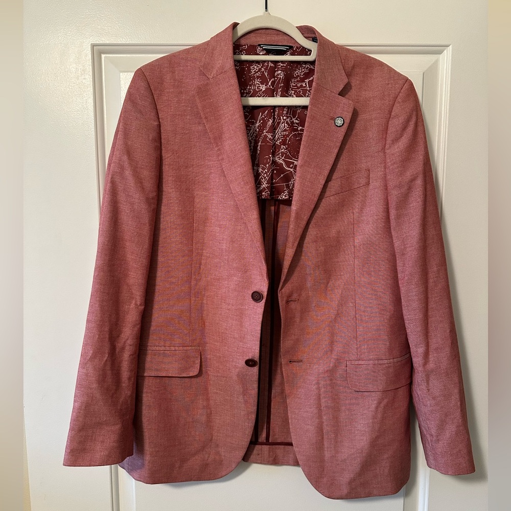 Nautica Men's Modern-Fit Chambray Sport Coat in Red